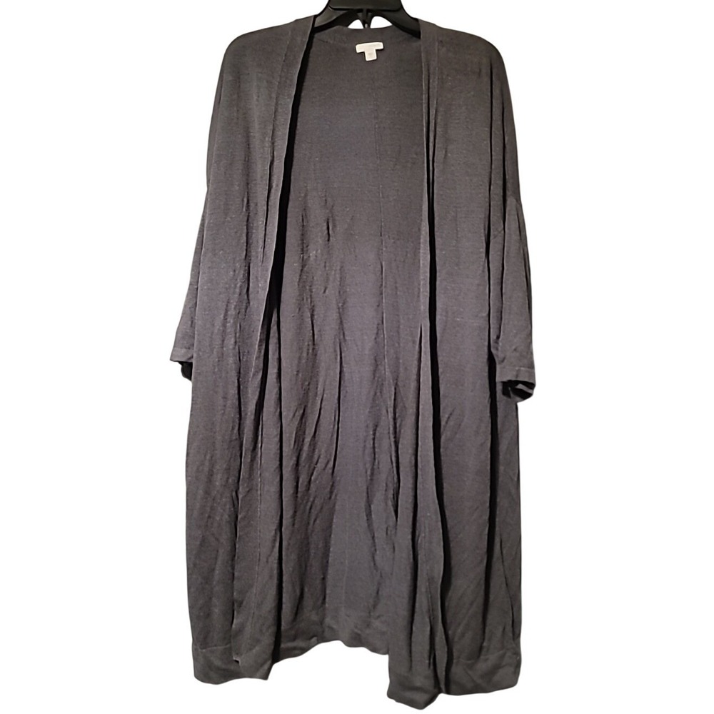 Pure Jill J Jill Gray Linen Blend‎ Open Front Longline Duster Cardigan Womens XL